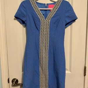 Lilly Pulitzer Royal Blue Midi Dress with Gold Trim